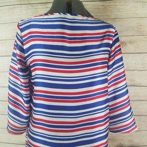 Ralph Lauren Blue & Red Kimono Sleeve Blouse Sz L